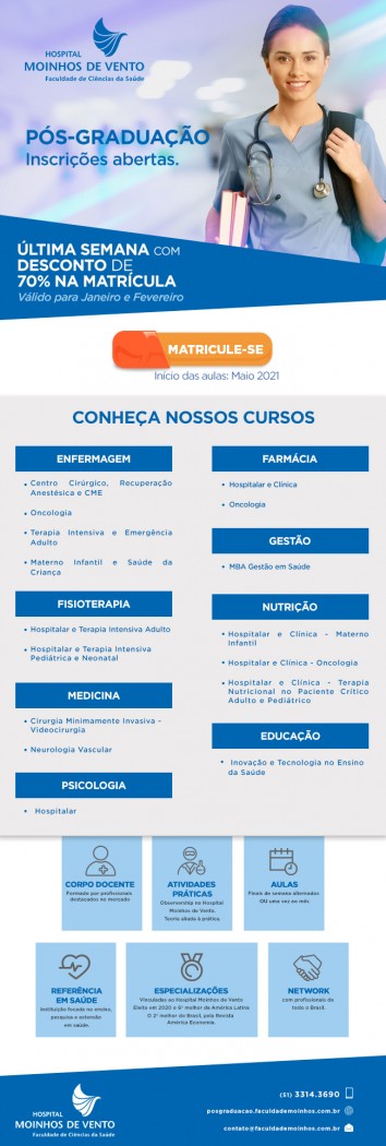 Nova turma do Curso de Pós-Graduação em Cirurgia Minimamente Invasiva da Faculdade de Ciências da Saúde do Hospital Moinhos de Vento tem o seu início projetado para maio de 2021 - inscrições abertas!